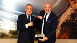 Inter-Real, scambio di doni tra Perez e Marotta prima del match delle Legends