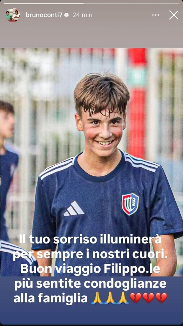 Bruno Conti piange Filippo Checchi: “Il tuo sorriso illuminerà i nostri cuori”- immagine 2
