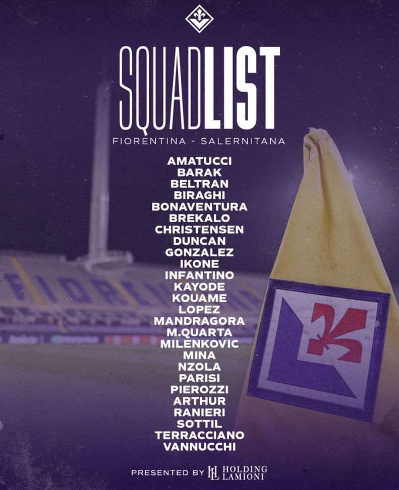 Fiorentina, i convocati: Bonaventura recuperato. La decisione su Mandragora- immagine 2