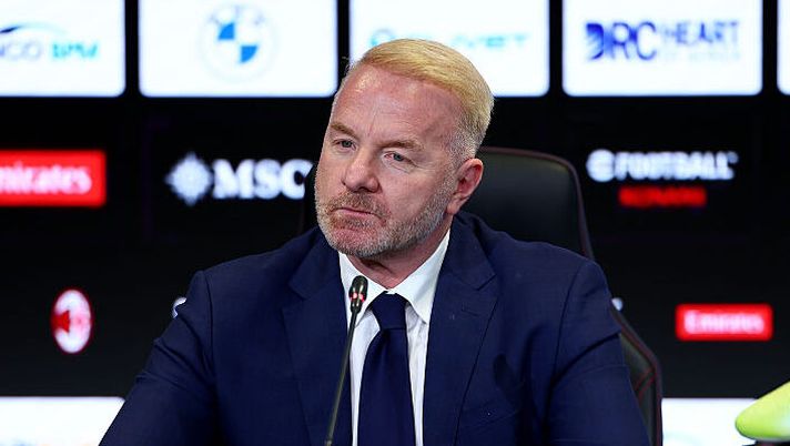 MILAN, ITALY - JULY 09: Igli Tare, Sports Director of AC Milan, looks on during the Samuele Ricci press conference at Casa Milan on July 09, 2025 in Milan, Italy. (Photo by Giuseppe Cottini/AC Milan via Getty Images) Moretto: “Milan, trattativa avanzata per il classe 2005 Juan Arizala: ecco chi è” - immagine 1