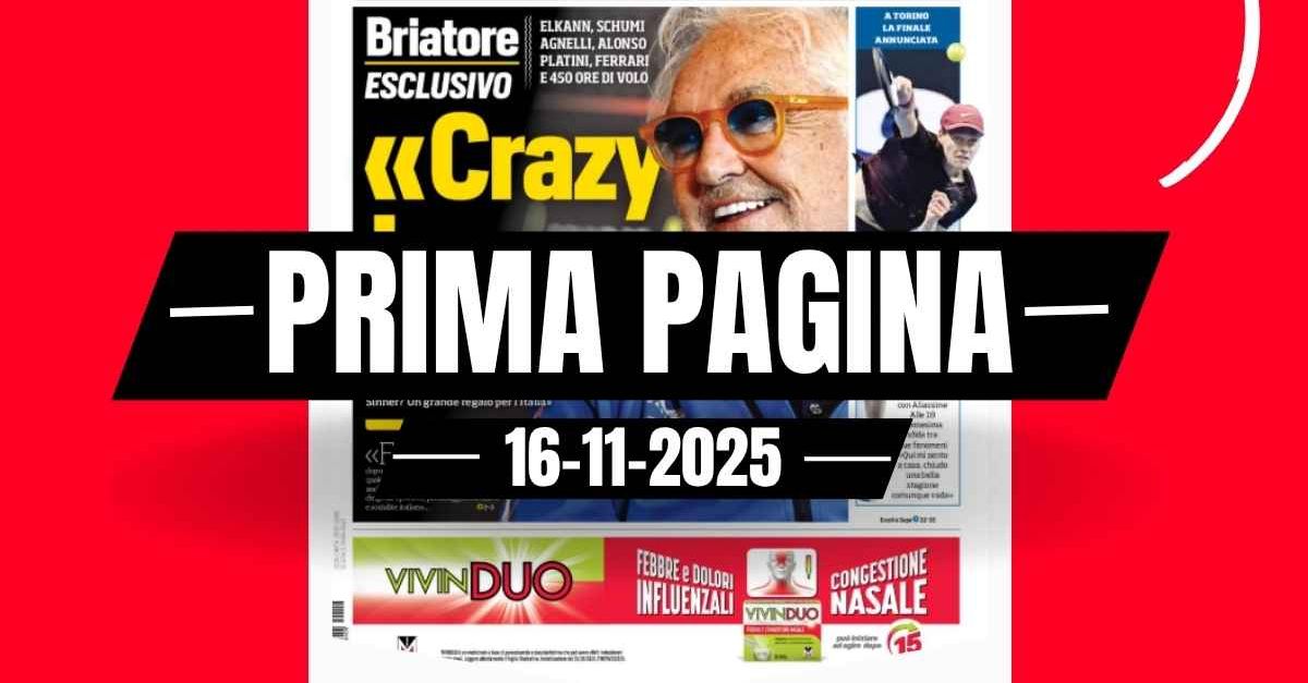 Prima pagina Corriere dello Sport: “Sinner e Alcaraz, atto Finals” Prima pagina Corriere dello Sport: “Sinner e Alcaraz, atto Finals”