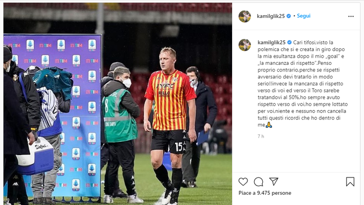 Glik dopo l’esultanza contro il Toro: “Mancanza di rispetto? Per me è il contrario” - immagine 1