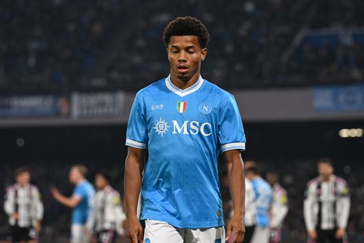 NAPLES, ITALY - DECEMBER 07: David Neres in action during the Serie A match between SSC Napoli and Juventus FC at Stadio Diego Armando Maradona on December 07, 2025 in Naples, Italy. (Photo by SSC NAPOLI/SSC NAPOLI via Getty Images)