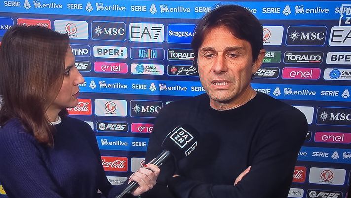 Antonio Conte si lancia in un lungo sfogo ai microfoni di Dazn al fischio finale del match odierno vinto dal Napoli con la Fiorentina. conte napoli