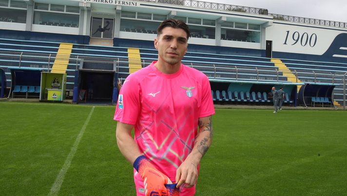 ROME, ITALY - OCTOBER 22: Christos Mandas of SS Lazio looks on during the SS Lazio Official team photo at Formello sport center on October 22, 2025 in Rome, Italy. (Photo by Paolo Bruno/Getty Images) Mandas