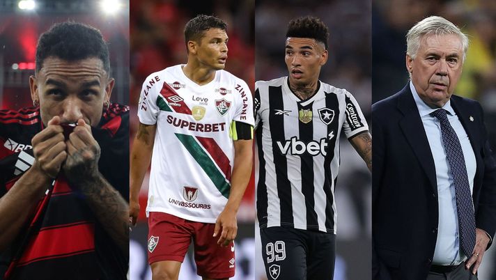 Danilo (Flamengo), Thiago Silva (Fluminense), Igor Jesus (Botafogo), Ancelotti (Ct Brasile) Danilo (Flamengo), Thiago Silva (Fluminense), Igor Jesus (Botafogo), Ancelotti (Ct Brasile)
