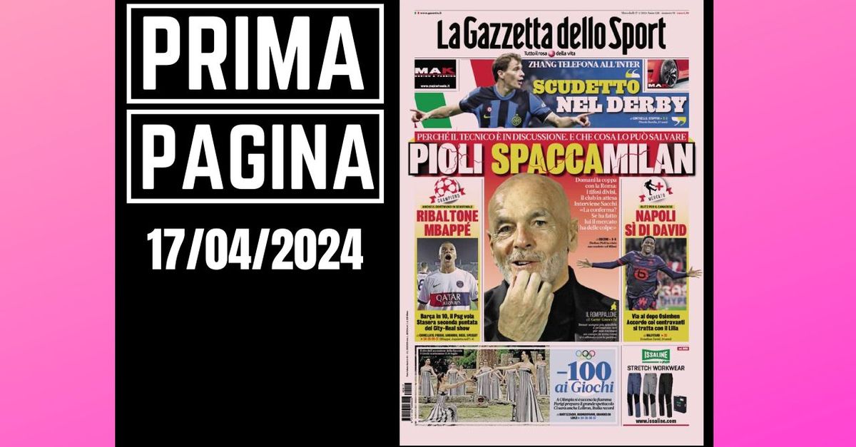 Prima pagina Gazzetta dello Sport: “Pioli spacca Milan”