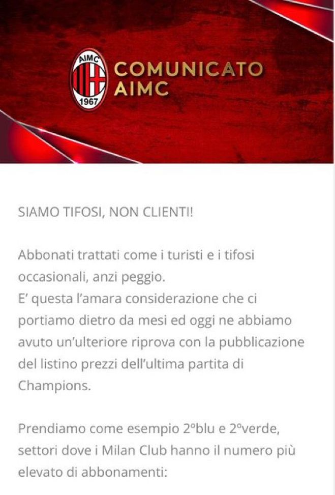 Biglietti, prezzi da clienti o da tifosi: la protesta del Milan Club- immagine 2