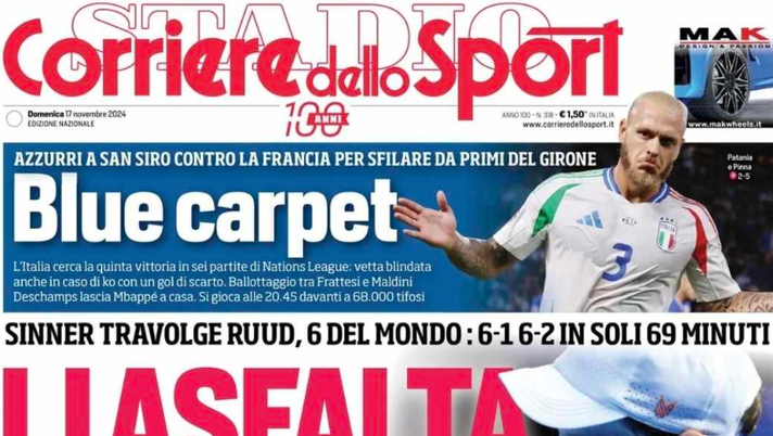 PRIMA PAGINA CORRIERE DELLO SPORT OGGI: “Blue carpet” - immagine 1