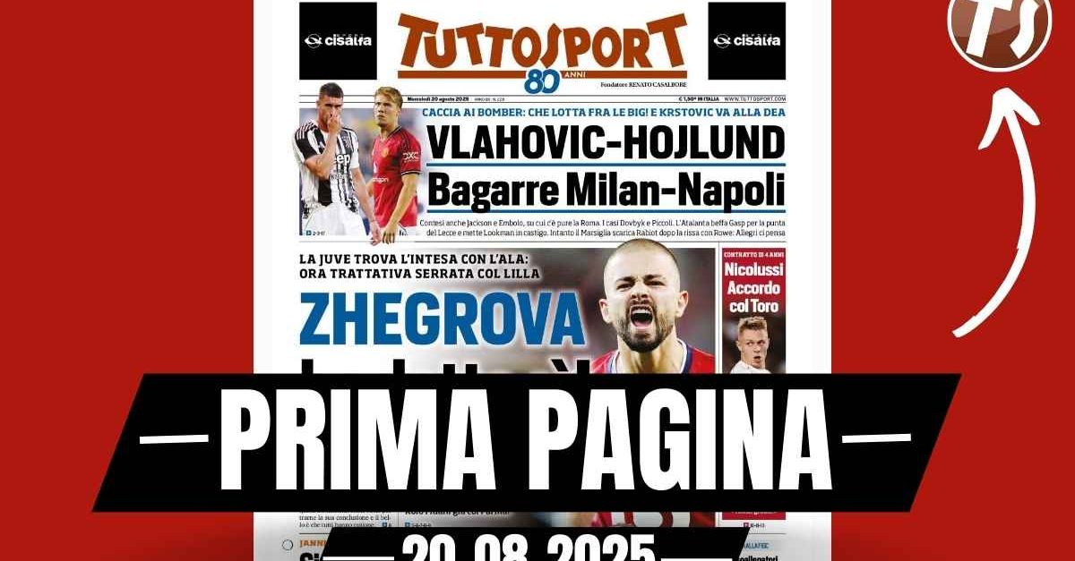 prima pagina tuttosport vlahovic e hojlund bagarre tra milan e napoli