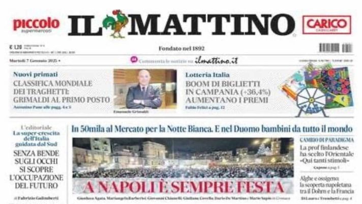 prima pagina il mattino oggi