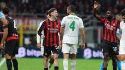 Maignan para e Saelemaekers esulta: di fronte all’arbitro