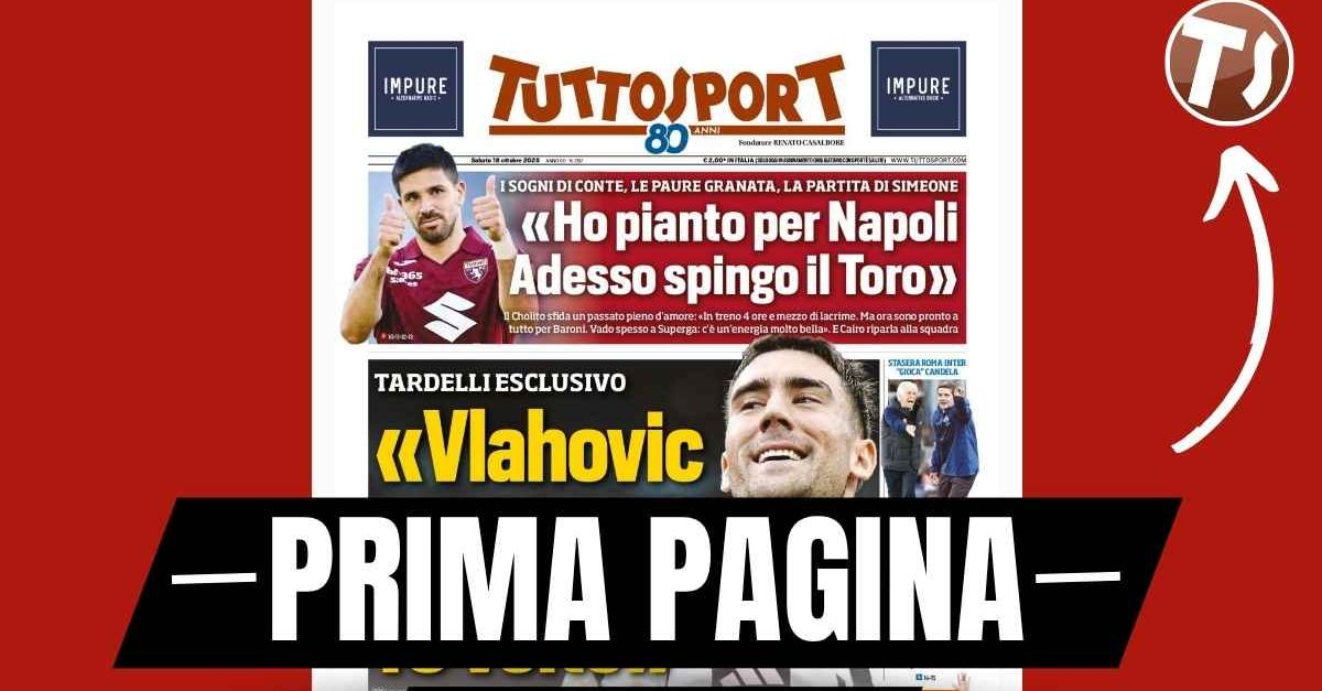 Prima pagina Tuttosport: “Tardelli: ‘Vlahovic titolare 10 volte’. Torino Napoli, la partita di Simeone” Prima pagina Tuttosport: “Tardelli: ‘Vlahovic titolare 10 volte’. Torino Napoli, la partita di Simeone”