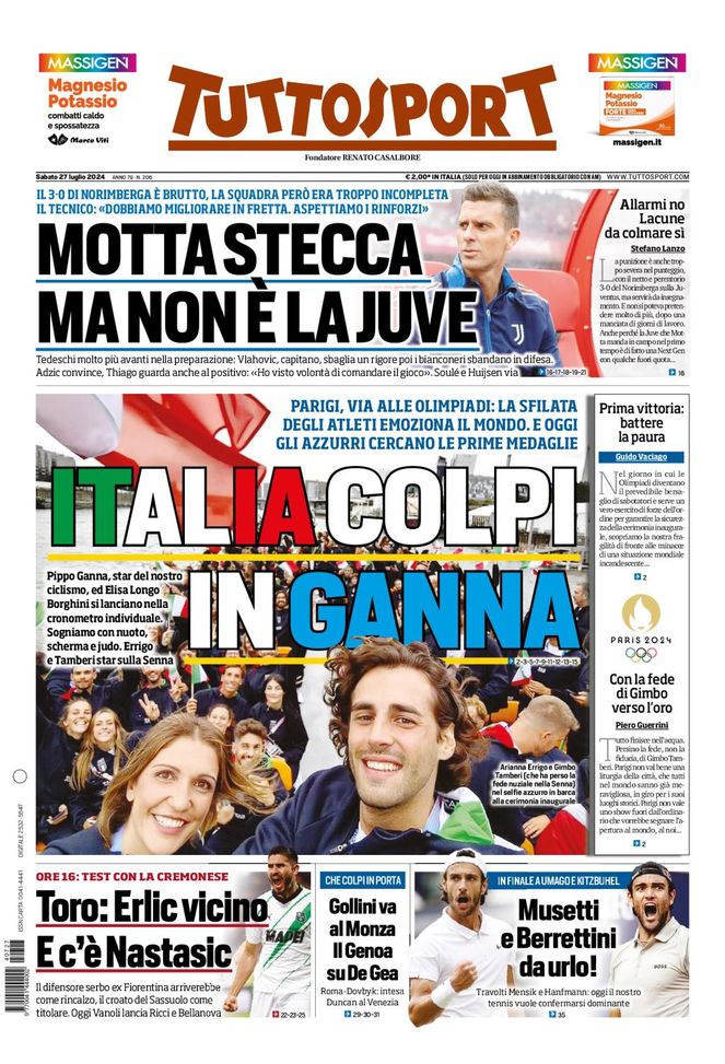 Prima Pagina Tuttosport 27 luglio Prima Pagina Tuttosport 27 luglio