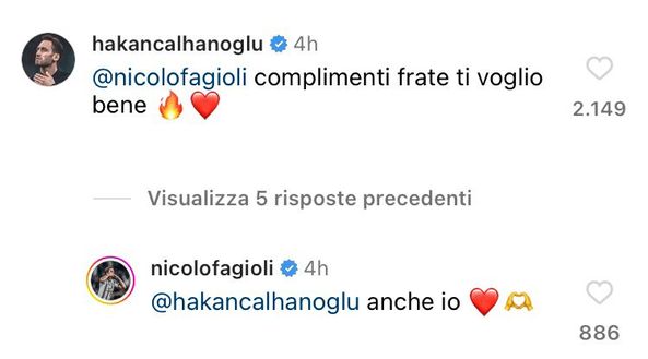 Fagioli rinnova con la Juve, Calhanoglu: “Complimenti frate, ti voglio bene”- immagine 3
