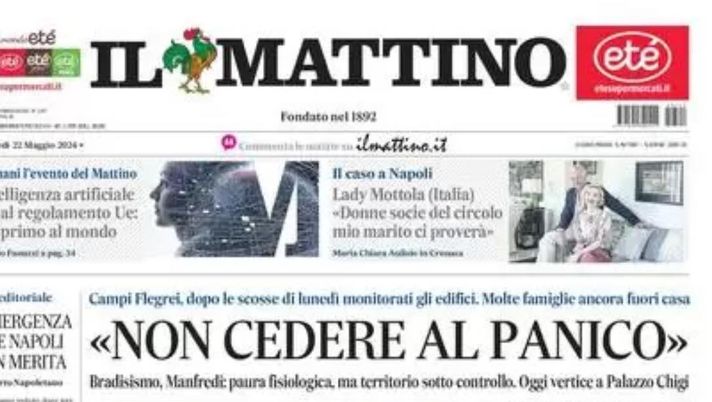 PRIMA PAGINA IL MATTINO OGGI: “Campi Flegrei, Manfredi: “Non cedere al panico”” prima pagina il mattino oggi