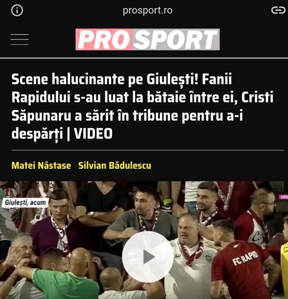 Scontri al derby di Bucarest, giocatore del Rapid va a dividere i tifosi sugli spalti!- immagine 2