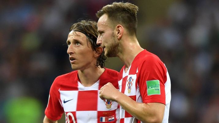 Luka Modric e Ivan Rakitic con la maglia della Nazionale della Croazia nel 2018
