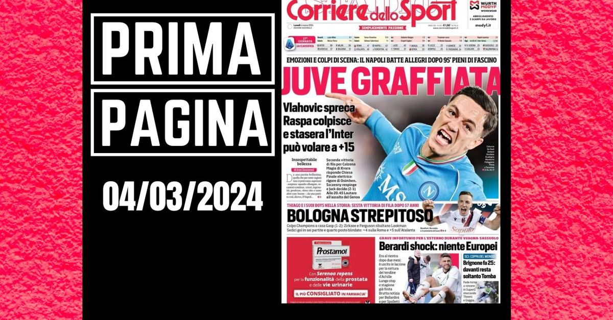 Prima pagina Corriere dello Sport: Juve graffiata da Raspadori