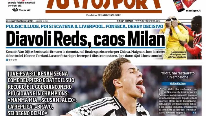 prima pagina tuttosport oggi