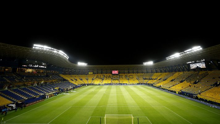 RIYADH, SAUDI ARABIA - AUGUST 29: A general view inside the stadium prior to the Saudi Pro League match between Al-Nassr and Al-Shabab at King Saud University Stadium on August 29, 2023 in Riyadh, Saudi Arabia. (Photo by Francois Nel/Getty Images) Supercoppa, niente sold-out per Bologna-Inter: ecco quanti spettatori ci saranno - immagine 1