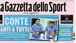 PRIMA PAGINA GAZZETTA DELLO SPORT OGGI: “Conte davanti a tutti”