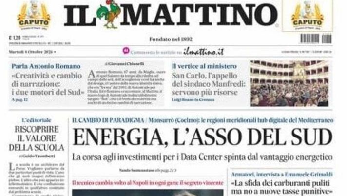 prima pagina il mattino oggi