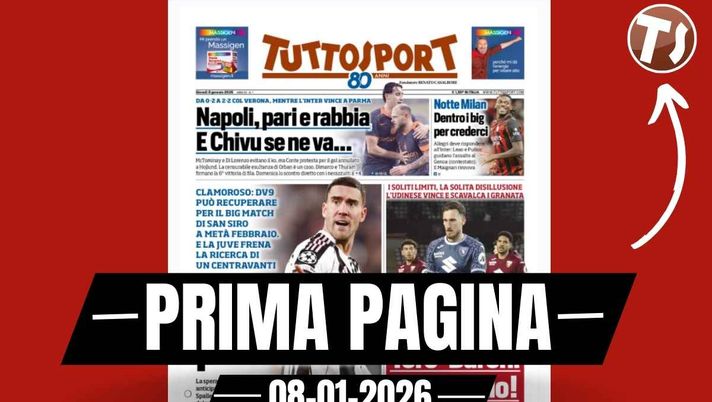 Prima pagina Tuttosport: 'Notte Milan, dentro i big per crederci'