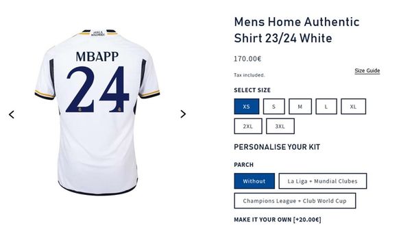 Real Madrid, lo store online “vieta” il nome di Mbappé sulle maglie- immagine 3