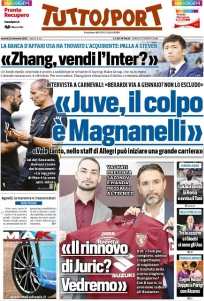 EDICOLA TS – Zhang, vendi l’Inter? Acquirente trovato, Raine Group ottimista: palla a Steven EDICOLA TS – Zhang, vendi l’Inter? Acquirente trovato, Raine Group ottimista: palla a Steven - immagine 1