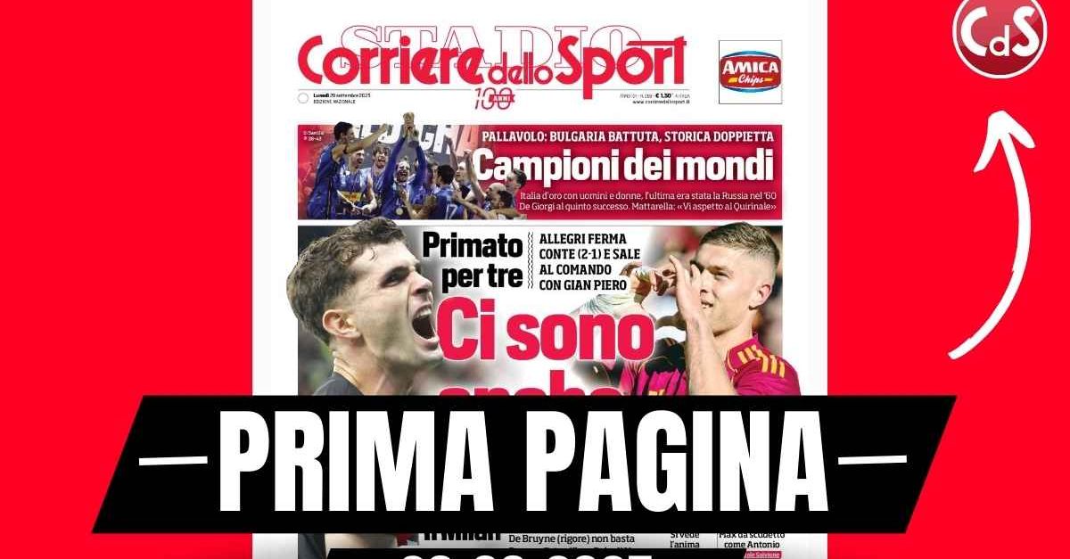 prima pagina corriere dello sport primato per tre milan e roma agganciano il napoli