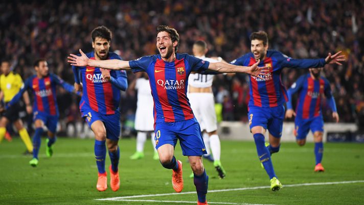BARCELONA, SPAIN - MARCH 08: Sergi Roberto of Barcelona (20) celebrates as he scores their sixth goal during the UEFA Champions League Round of 16 second leg match between FC Barcelona and Paris Saint-Germain at Camp Nou on March 8, 2017 in Barcelona, Spain. (Photo by Laurence Griffiths/Getty Images) Fiorentina, credi nei miracoli? Le rimonte più pazze della storia in Europa - immagine 1