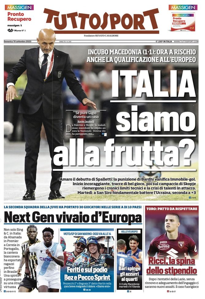EDICOLA / TS: Italia, siamo alla frutta? Amaro il debutto di Spalletti - immagine 1