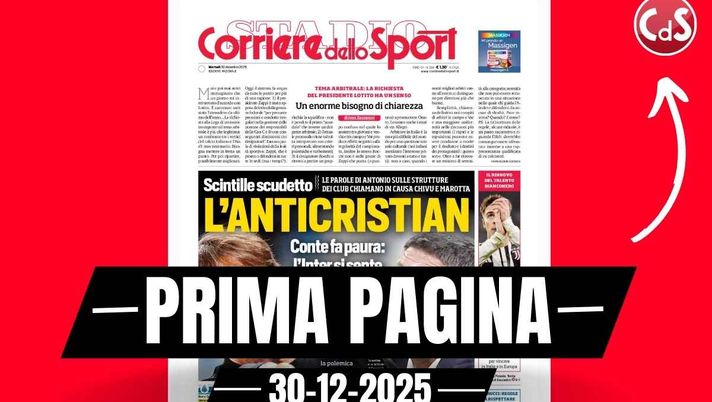 Prima pagina Corriere dello Sport: 'Scintille Scudetto: Conte fa paura, l'Inter si sente sotto pressione'