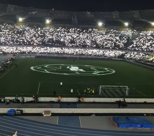 La coreografia del Maradona per Napoli-Roma (screenshot) 29 gennaio 2023