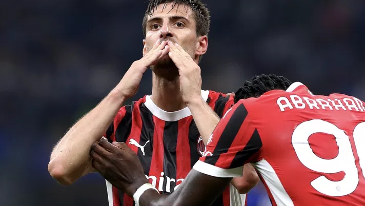 esultanza gol Matteo Gabbia AC Milan derby Inter-Milan 1-2 Serie A 2024-2025