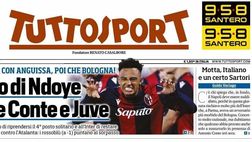 PRIMA PAGINA TUTTOSPORT OGGI: “Il tacco di Ndoye ferisce Conte e Juve”