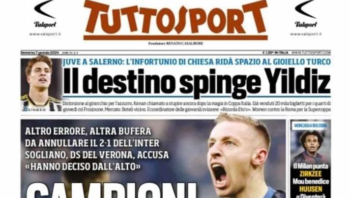 LA PRIMA PAGINA di TUTTOSPORT: “Il destino spinge Yildiz” - immagine 1