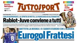 PRIMA PAGINA TUTTOSPORT OGGI: “Eurogol Frattesi, azzurro speranza”