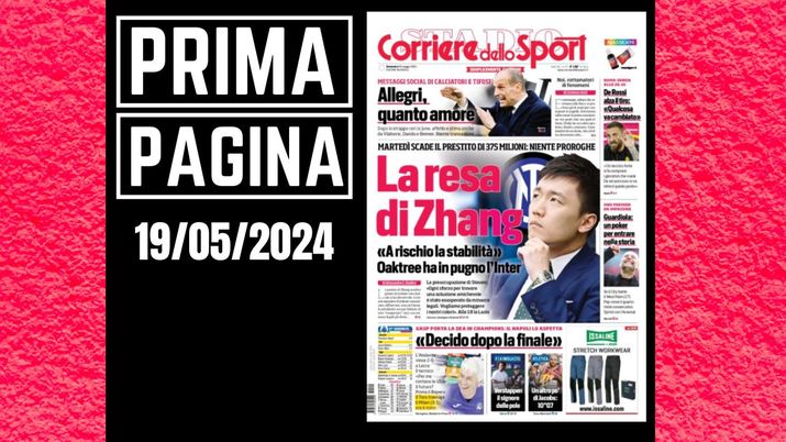 Prima pagina Corriere dello Sport: Inter la resa di Zhang