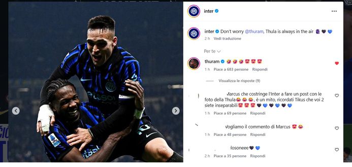 Thuram geloso di Lautaro con Messi? L’Inter lo fa ridere: “Non preoccuparti Marcus, la ThuLa…”- immagine 3