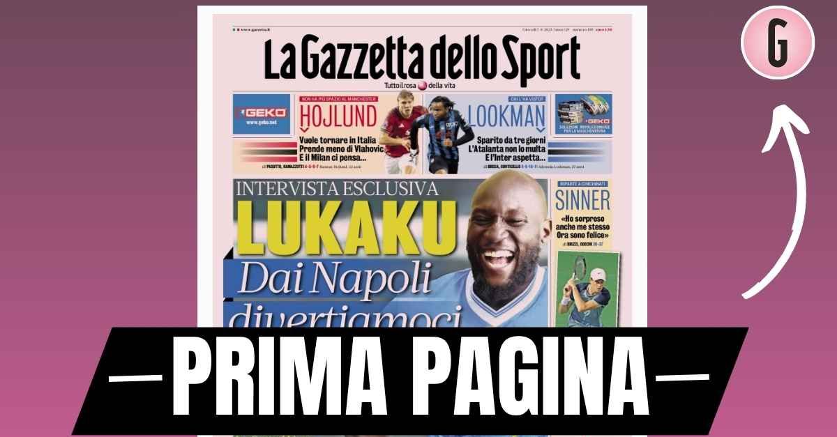 prima pagina gazzetta dello sport hojlund il milan ci pensa