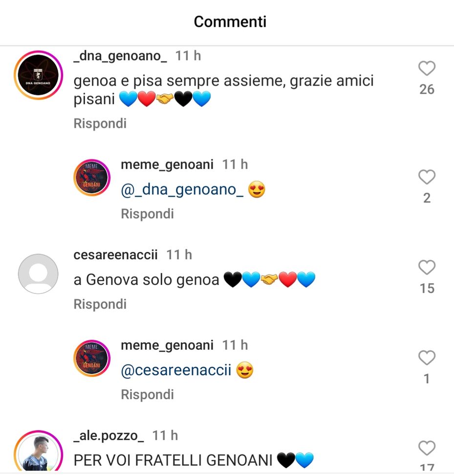 Incroci da derby: i pisani dedicano ai genoani la vittoria contro la Samp- immagine 4