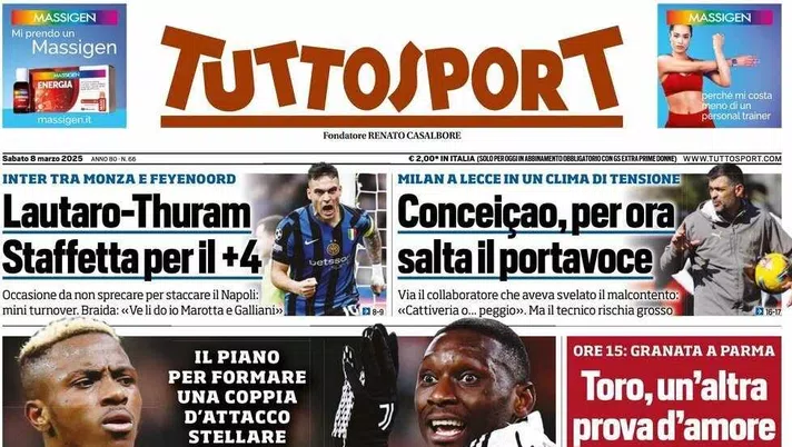 prima pagina tuttosport oggi