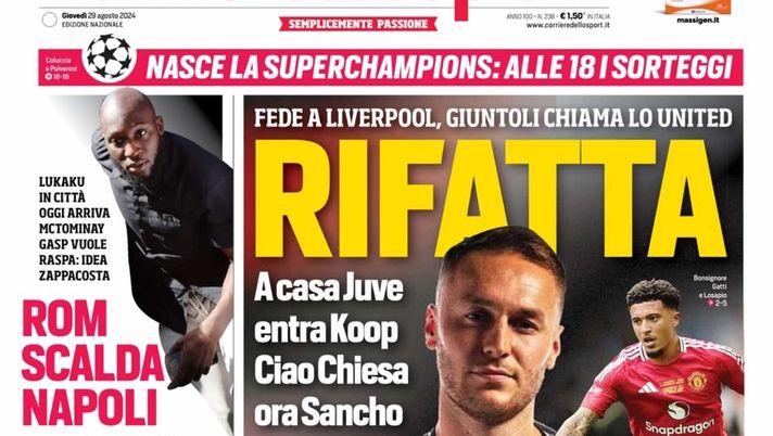 prima pagina corriere dello sport oggi