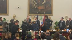 Cerimonia Lazio 124 anni, l’arrivo del presidente Lotito in Campidoglio – VIDEO