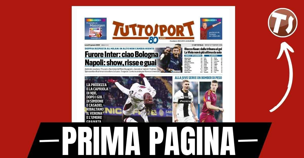 Prima pagina Tuttosport: “Toro, tre salti di gioia. Pellegrino o Dovbyk: un vero 9 per Spalletti”