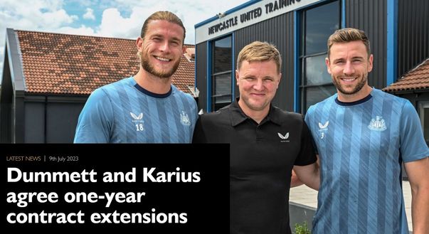 La notizia sul sito ufficiale del club del Newcastle Il fidanzato di Diletta Leotta rinnova per un anno con il Newcastle- immagine 2