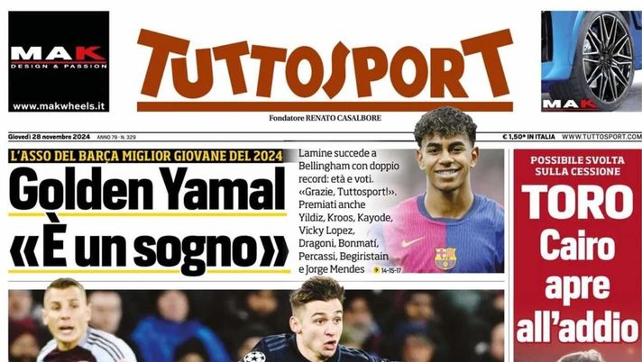 prima pagina tuttosport oggi