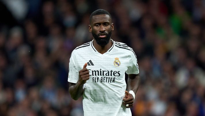MADRID, SPAIN - JANUARY 22: Antonio Rudiger of Real Madrid looks on during the UEFA Champions League 2024/25 League Phase MD7 match between Real Madrid C.F. and FC Salzburg at Estadio Santiago Bernabeu on January 22, 2025 in Madrid, Spain. (Photo by Angel Martinez/Getty Images) Rudiger